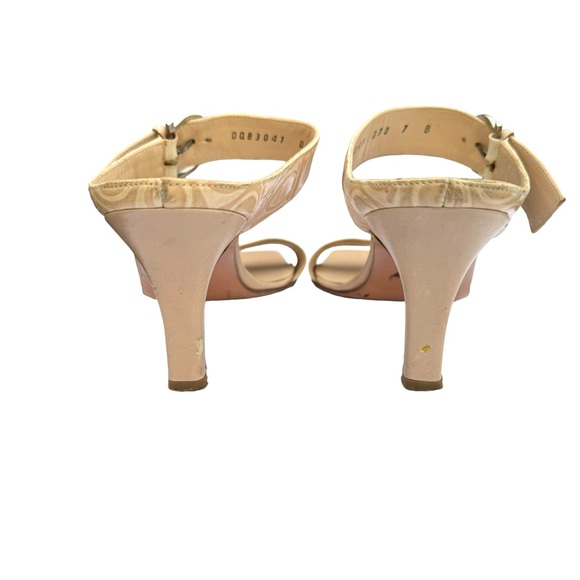 Salvatore Ferragamo Beige Signature Pattern Leather Heeled Buckle Sandal Women’s - Picture 10 of 17